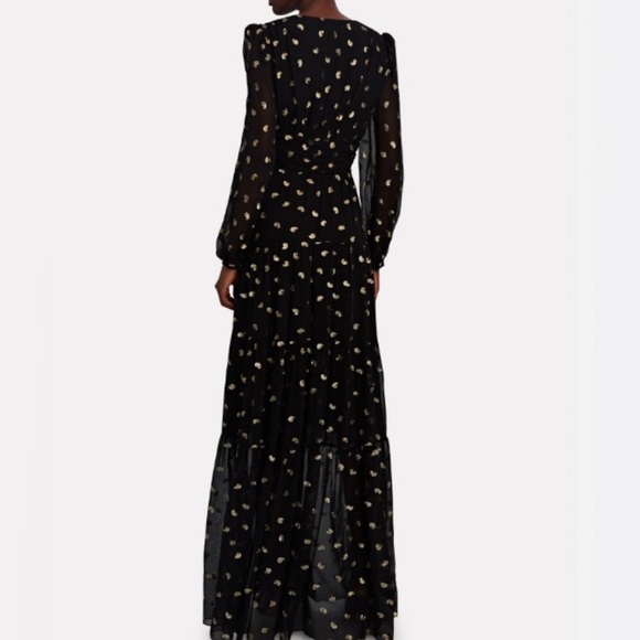 Intermix Leila Gown Maxi Chiffon Dress Long Sleeve Black Size 2 NWT - Picture 2 of 15